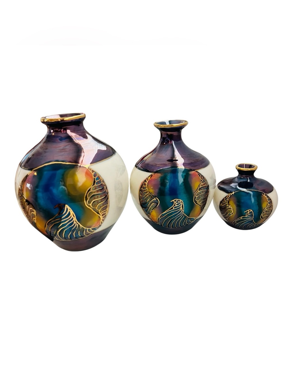 Cogswell New Zealand Signed Ceramic Trio Vases